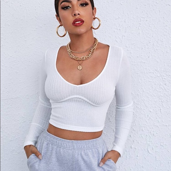 SHEIN Tops - White Long Sleeve Shirt